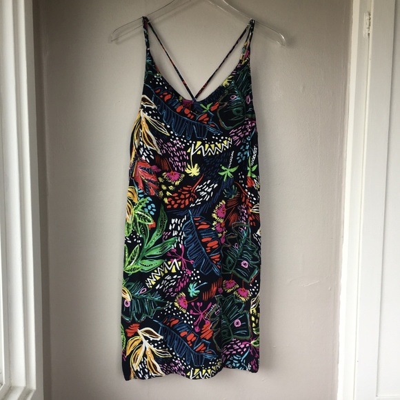 TOPSHOP Black Tropical Floral Slip Dress sz 2 - Picture 4 of 10